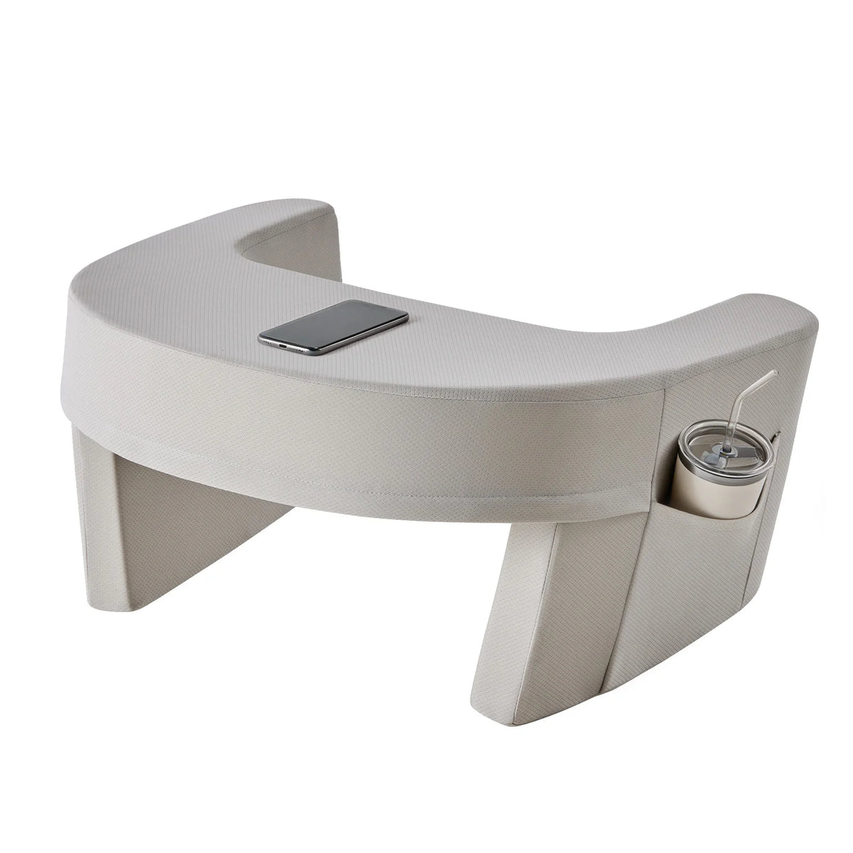 MCQ Ergonomic Curved Reading Pillow With Cup Holder Cooling Cover