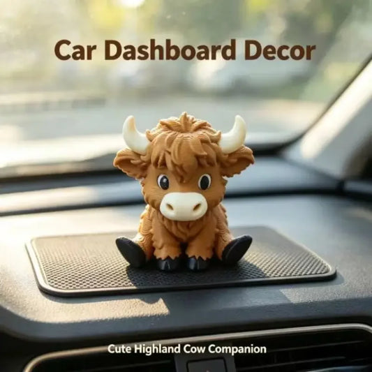 Realistic Highland Cow Alloy Figurine Desktop Ornament