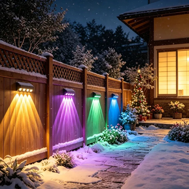 Solar Four Head Outdoor Wall Lights for Garden and Fence