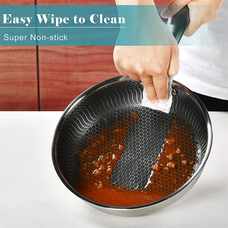 LMETJMA Honeycomb Nonstick Frying Pan With Lid For All Cooktops