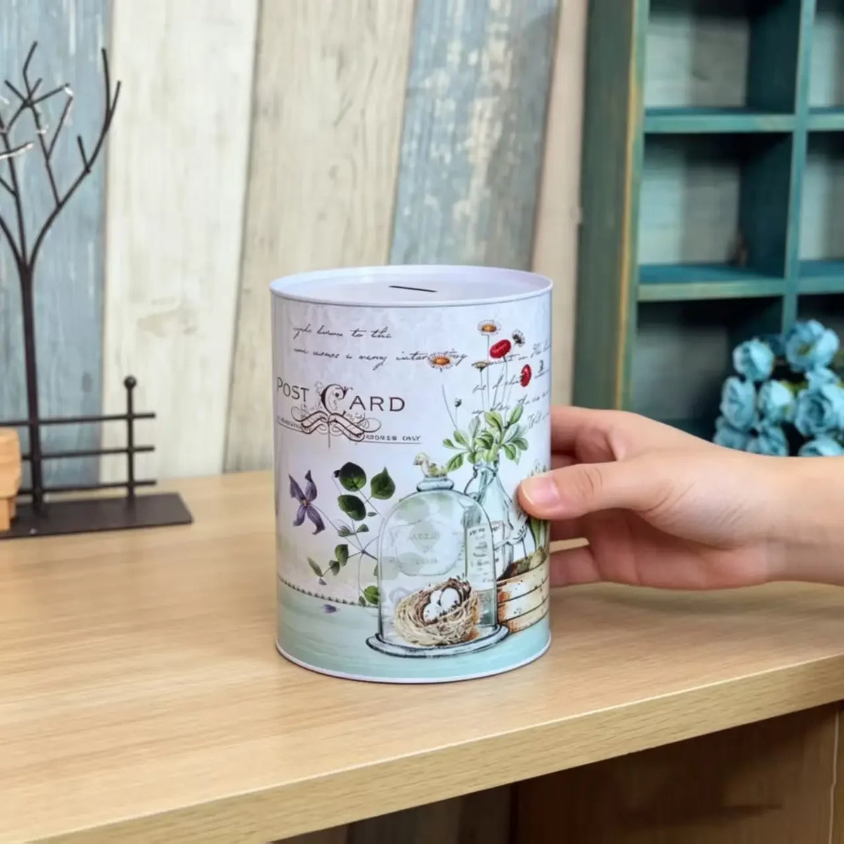 Matte Alloy Dollar Pattern Storage Tank For Home Decor