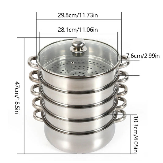 Five Tier Stainless Steel Steamer Pot for Healthy Home Cooking