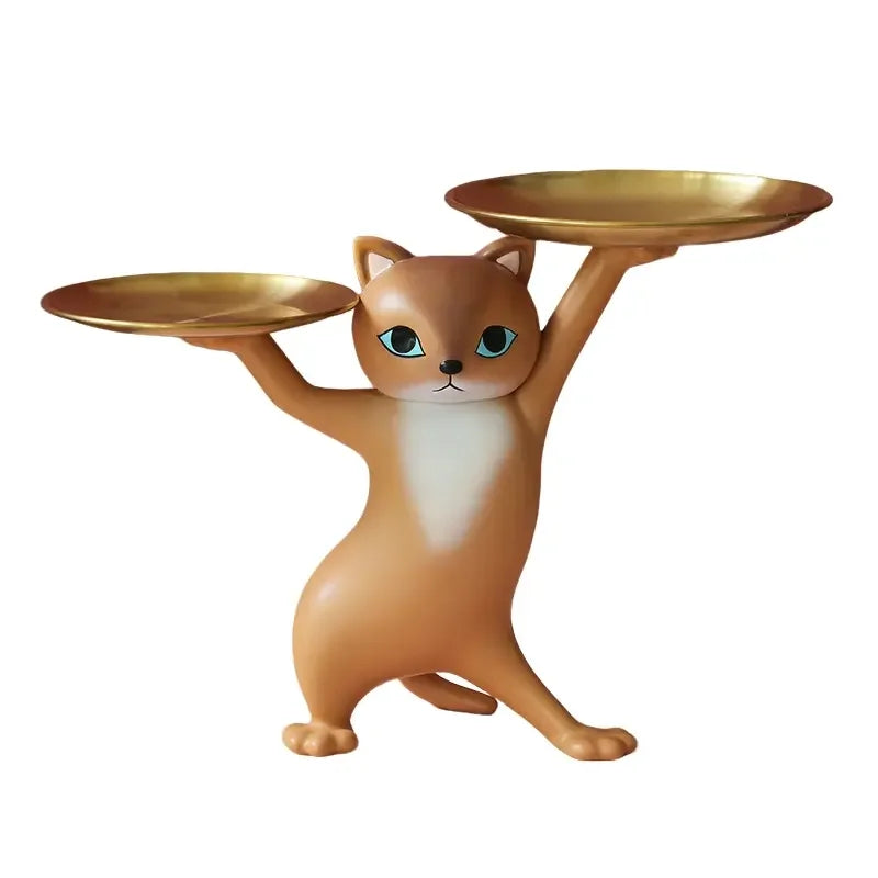 Cartoon Cat Key Holder Alloy Desk Ornament Home Decor Figurine