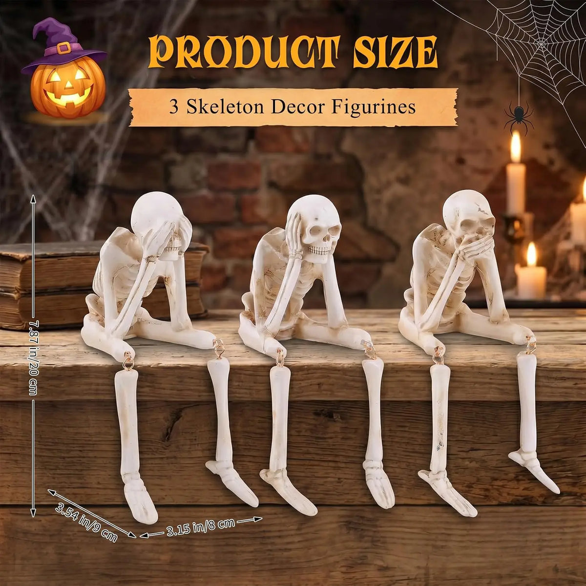 Halloween Skeleton Figurine Set With Movable Joints for Haunted Decor