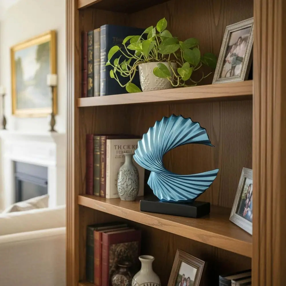 Abstract Ocean Wave Resin Sculpture Art Deco Home Tabletop Decor