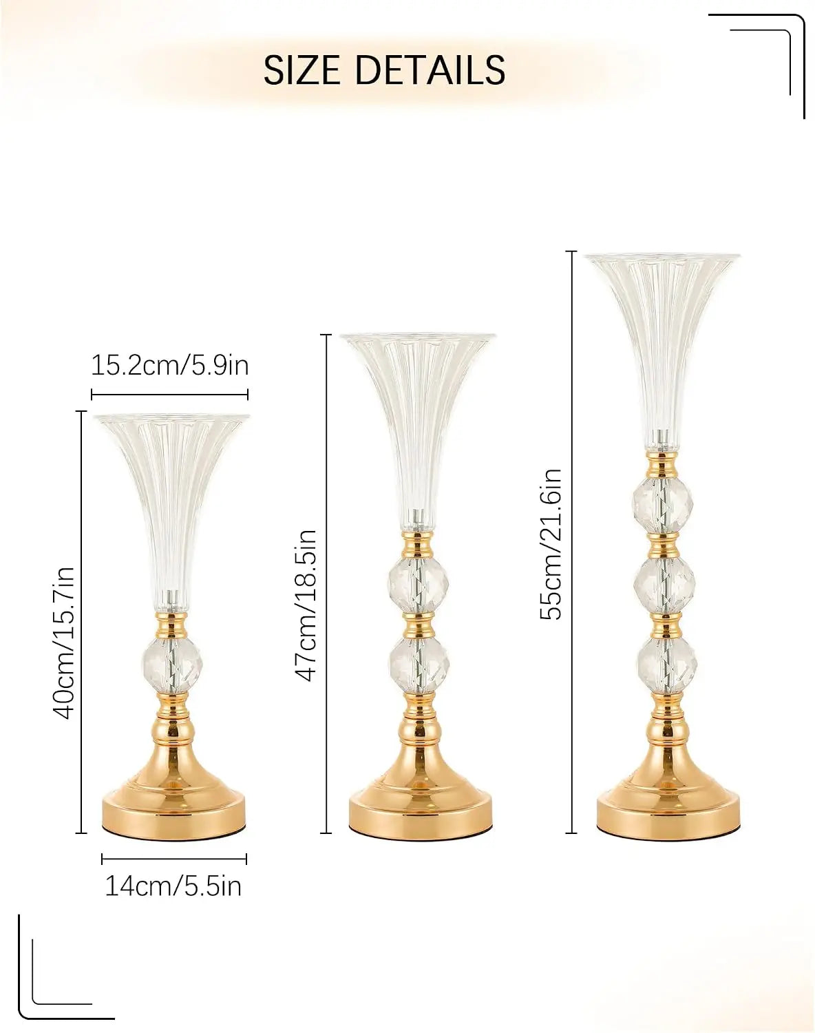 Vincigant Acrylic Trumpet Centerpiece Vases With Metal Base