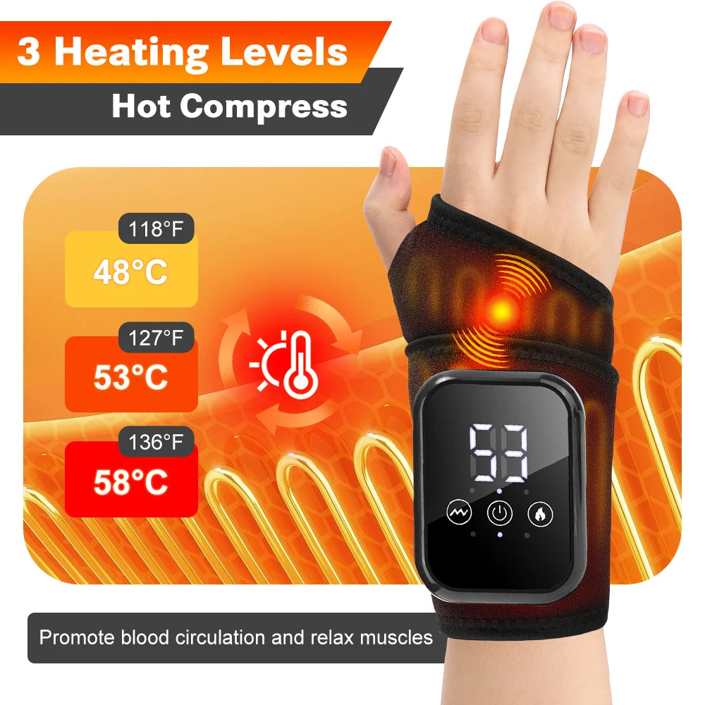Agdoad Electric Heating Wrist Massager With Vibration Brace Wrap