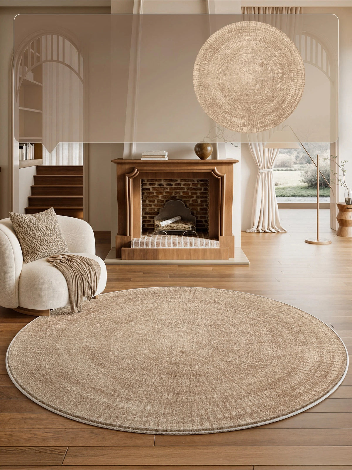 French Style Round Plush Carpet For Bedroom And Living Room