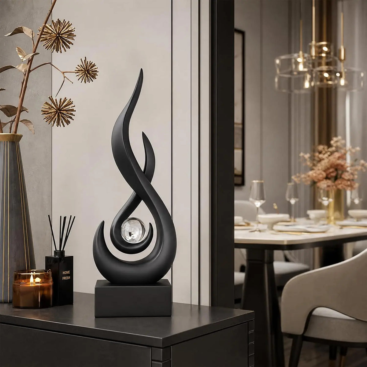 Modern Abstract Flame Home Decor Sculpture And Ornament Piece
