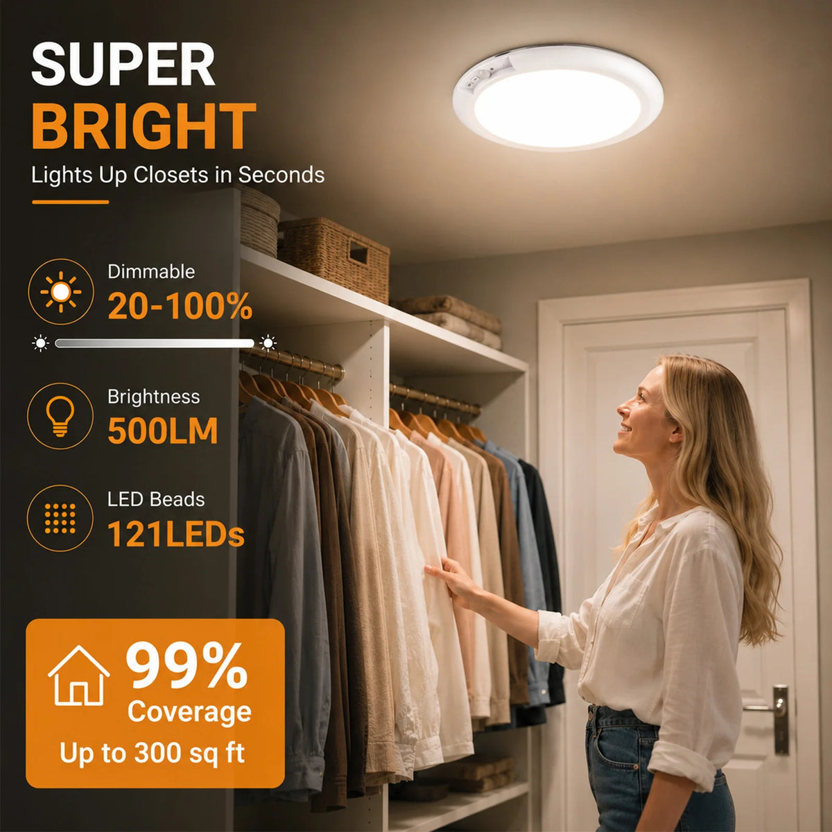 DUMILOO Rechargeable Motion Sensor Ceiling Light With Remote Control