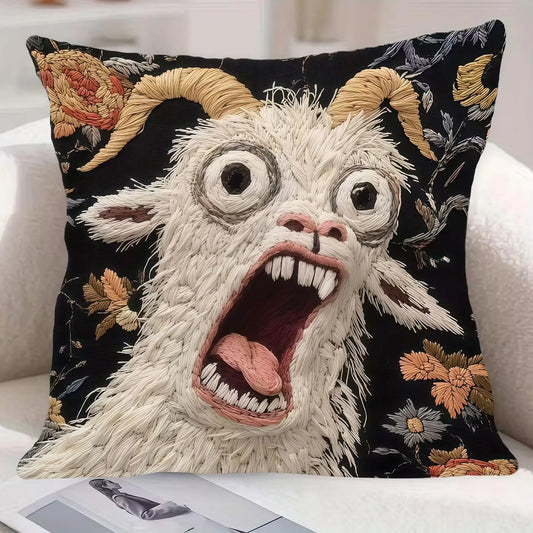 Decorative Screaming Goat Throw Pillow Cover For Modern Home Sofas