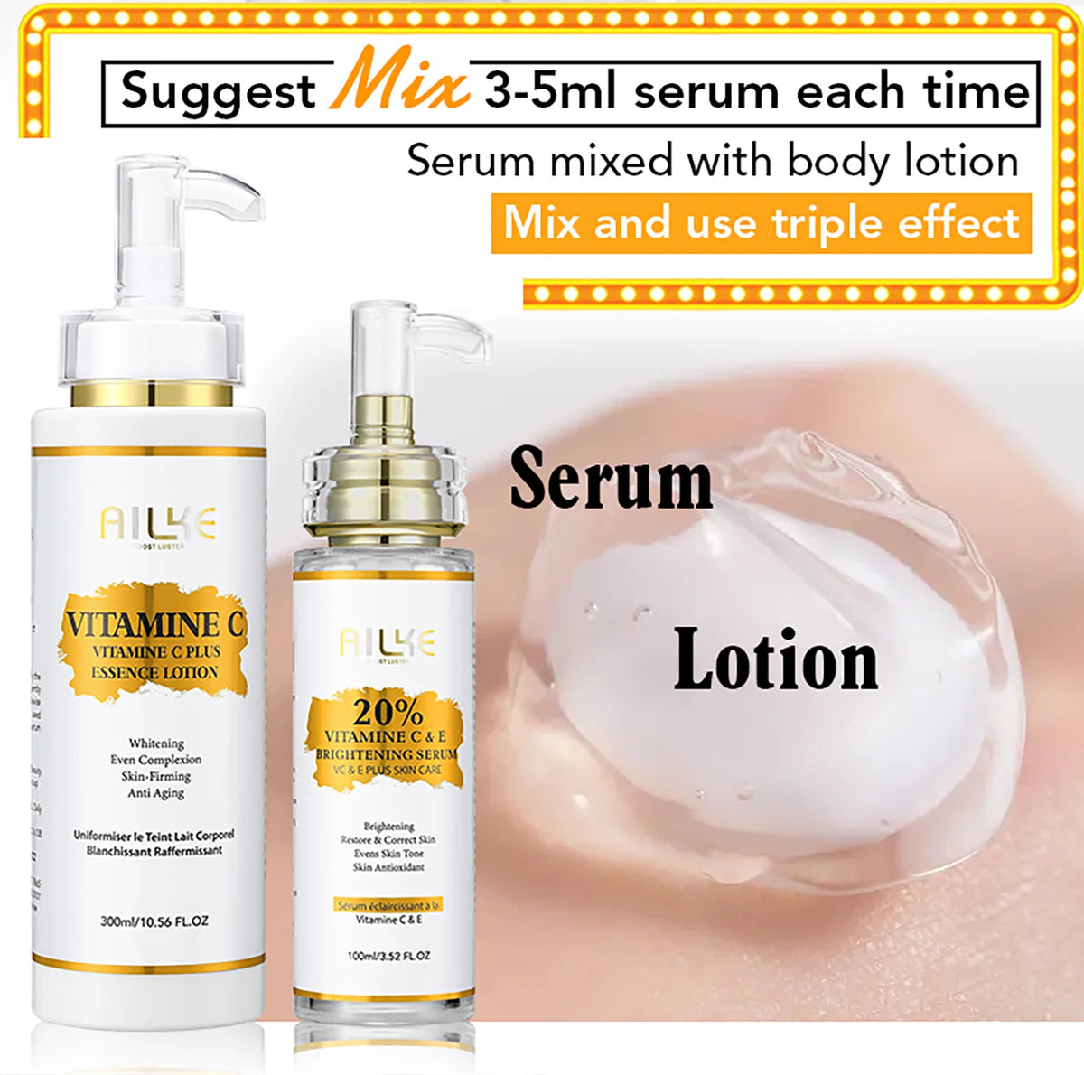 AILKE Vitamin C Set For Brightening And Even Tone Skincare Trio