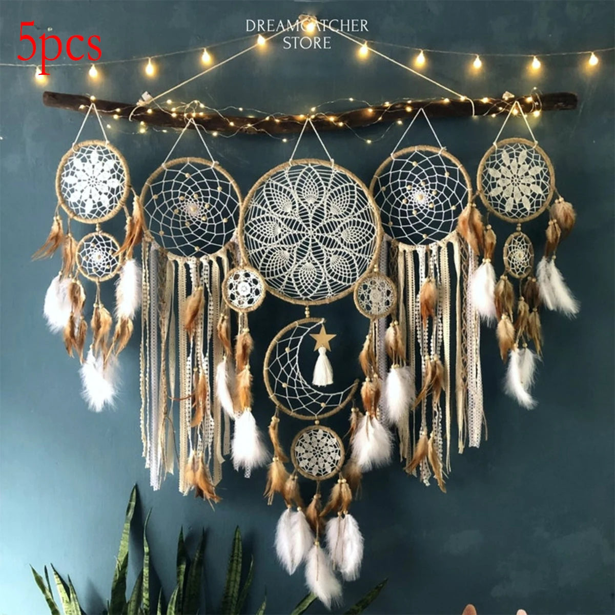 Bohemian Handcrafted Moon Dream Catcher Wall Art Decoration