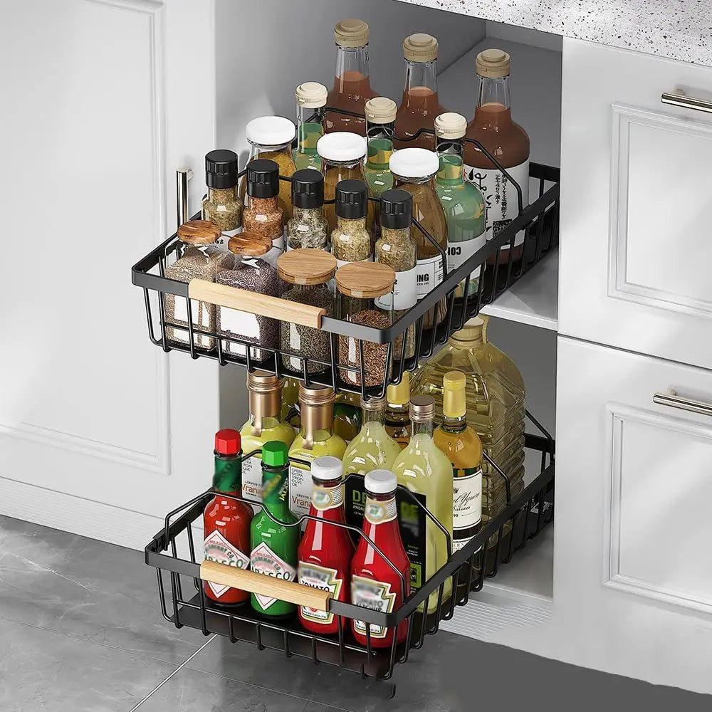 Garvee Stainless Steel Cabinet Slide Organizer Basket For Kitchen