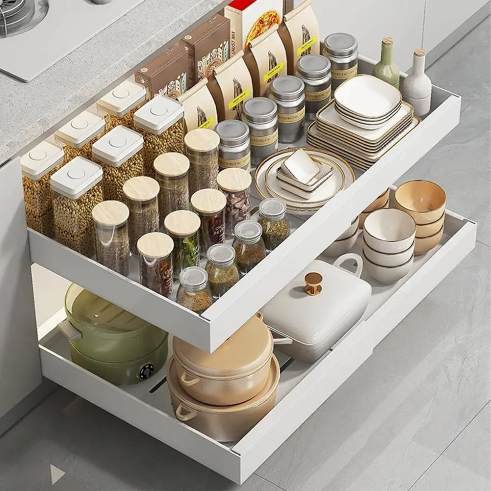 Garvee Adjustable Pull Out Cabinet Organizer With Slide Out Drawer