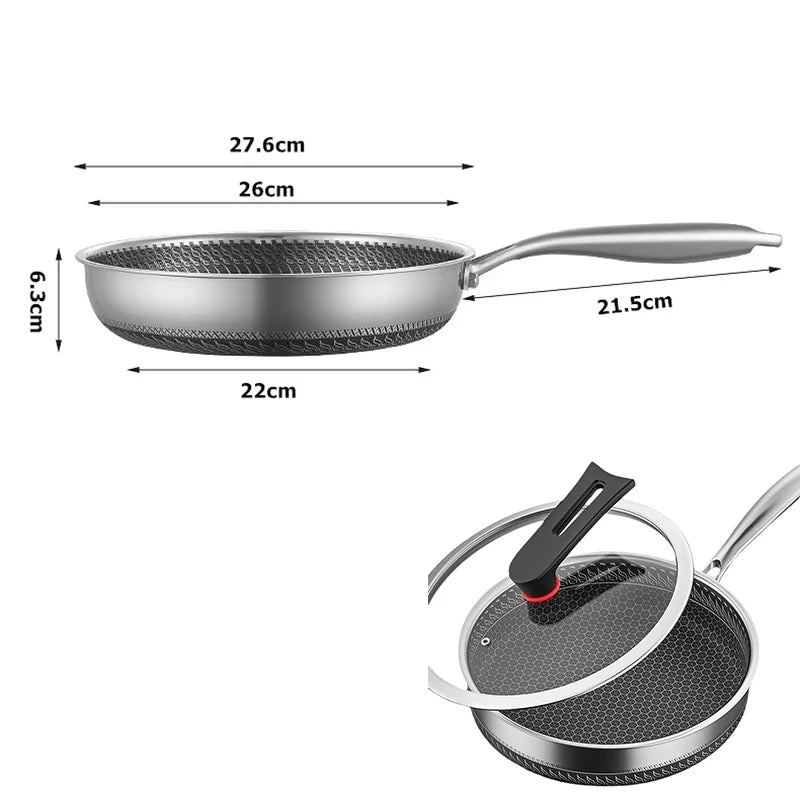 LMETJMA Honeycomb Nonstick Frying Pan With Lid For All Cooktops