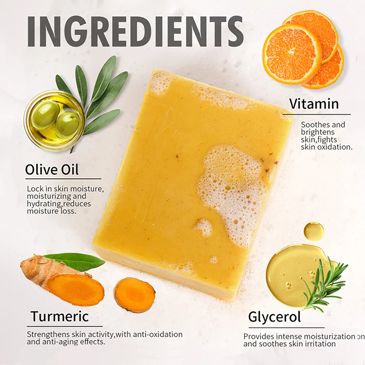 AILKE Natural Turmeric Bath Soap For Brightening And Cleansing