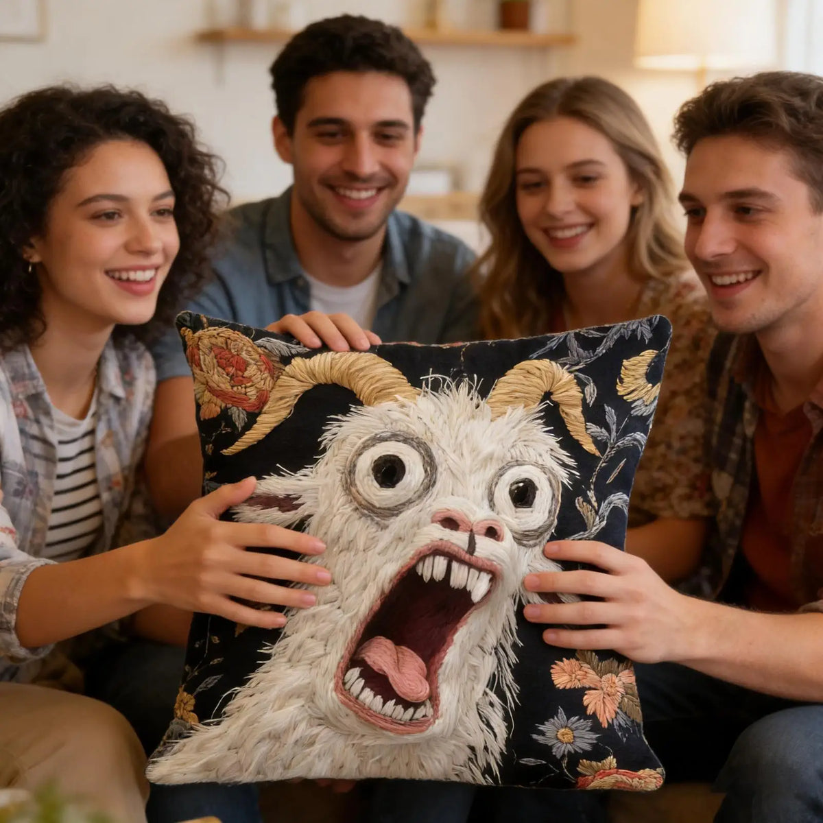 Decorative Screaming Goat Throw Pillow Cover For Modern Home Sofas