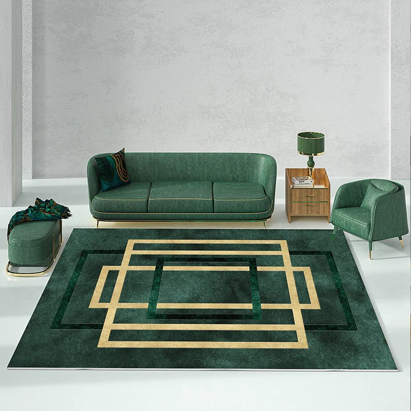 European Geometric Velvet Area Rug for Living Room and Bedroom