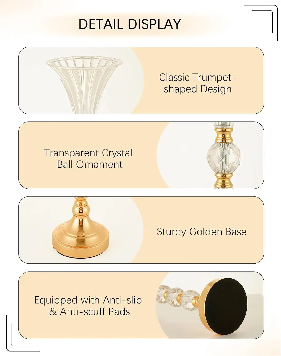 Vincigant Acrylic Trumpet Centerpiece Vases With Metal Base