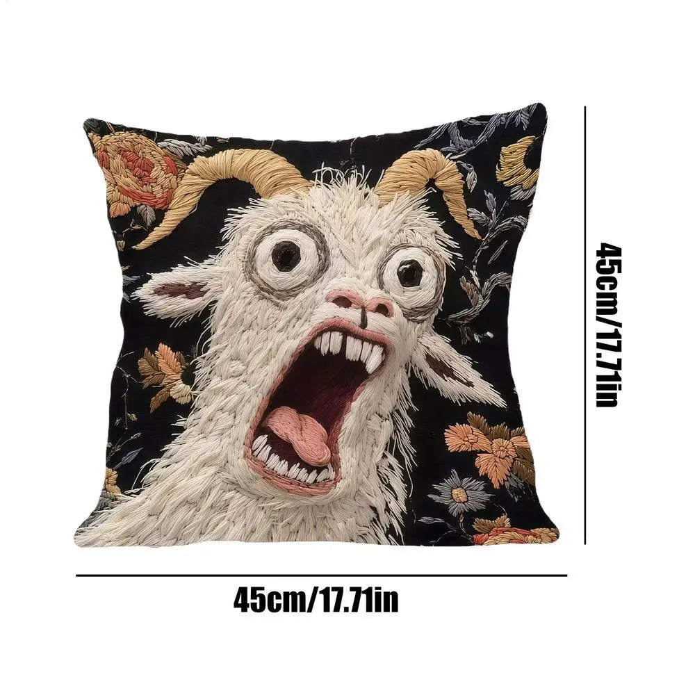 Decorative Screaming Goat Throw Pillow Cover For Modern Home Sofas