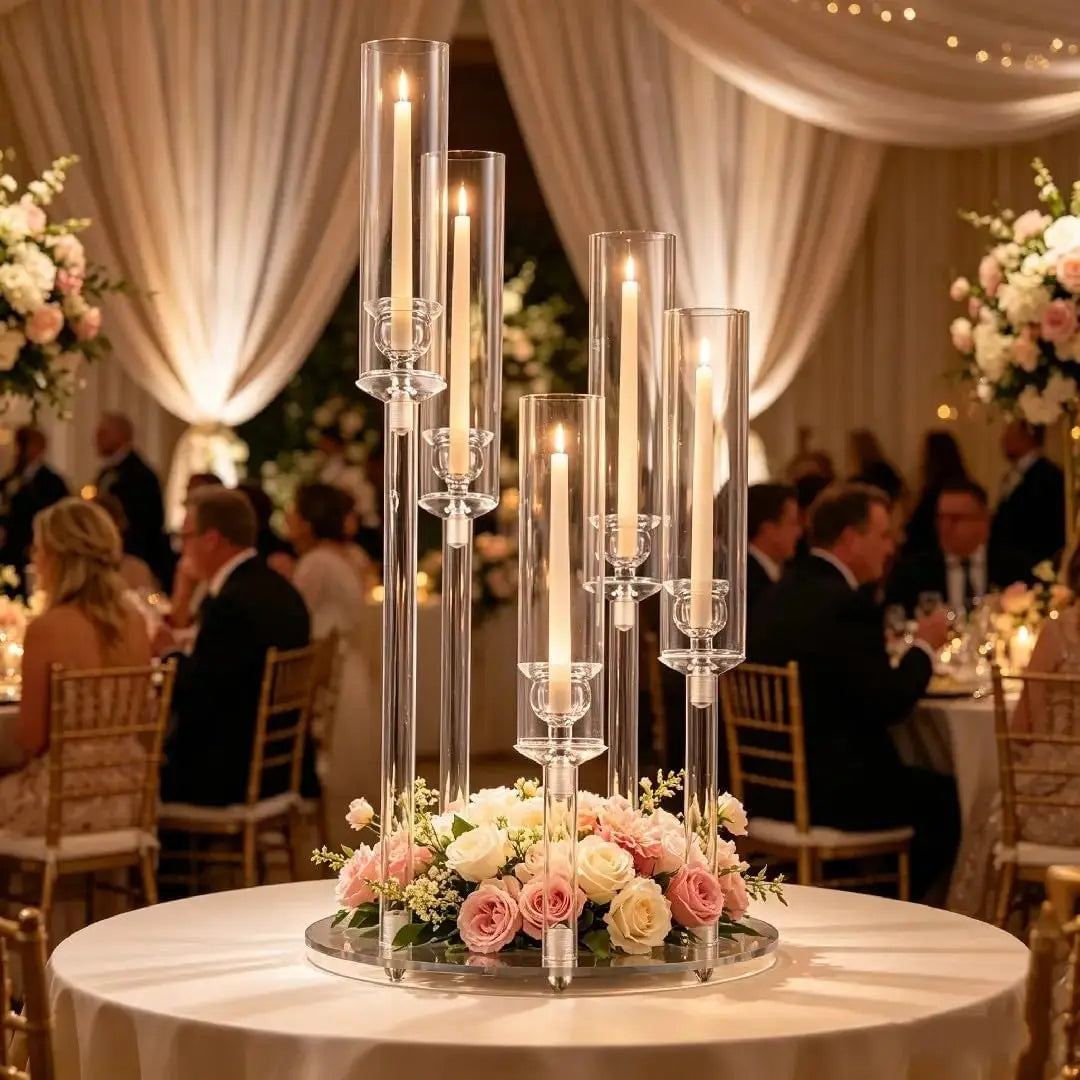 Vincigant 5 Arm Acrylic Candelabra Centerpiece For Wedding Decor