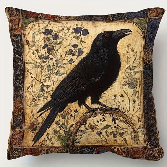 Vintage Raven Medieval Art Double Sided Zippered Pillowcase